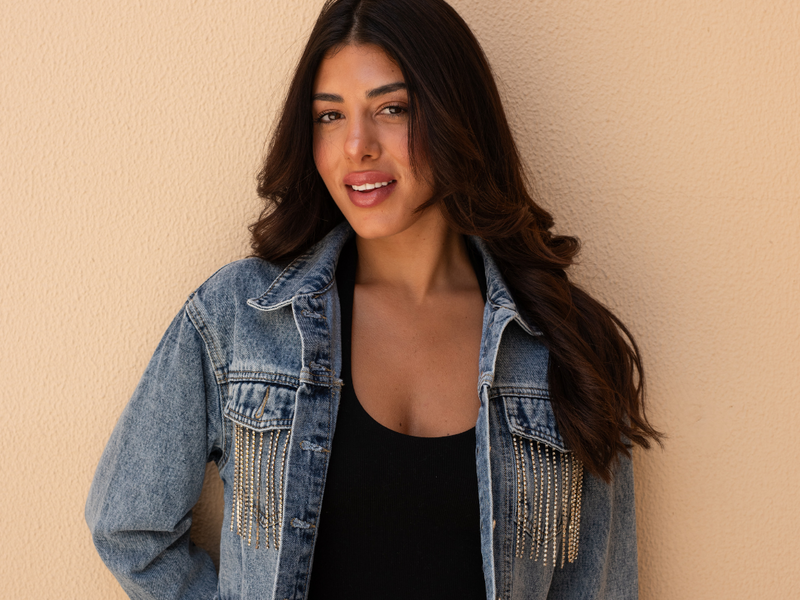 Personalised Bridal Diamanté Denim Jacket