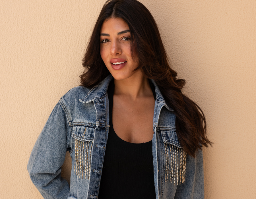 Personalised Bridal Diamanté Denim Jacket