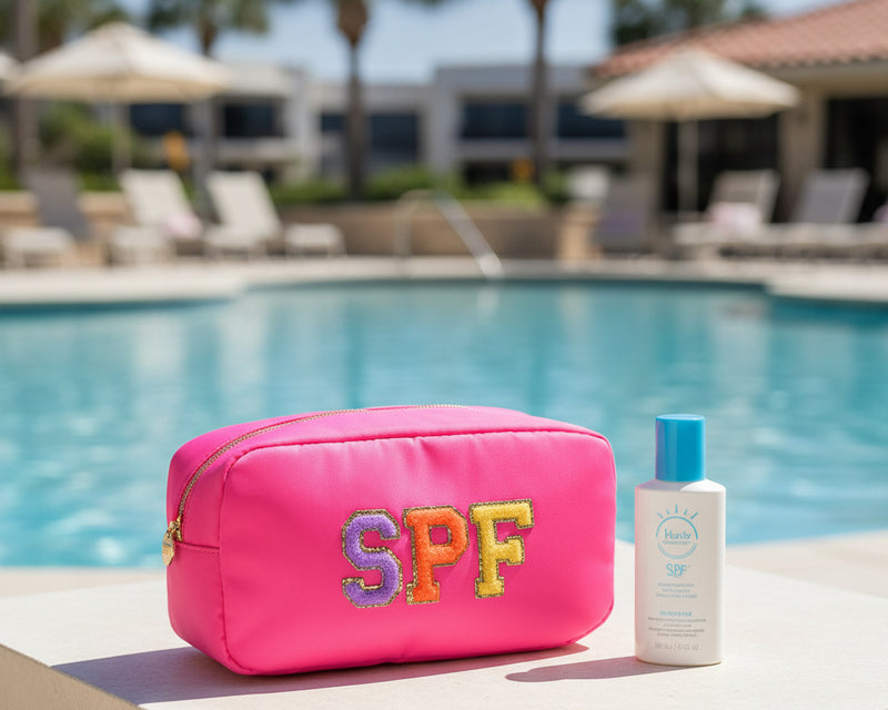 Neon Pink Medium “SPF” Pouch