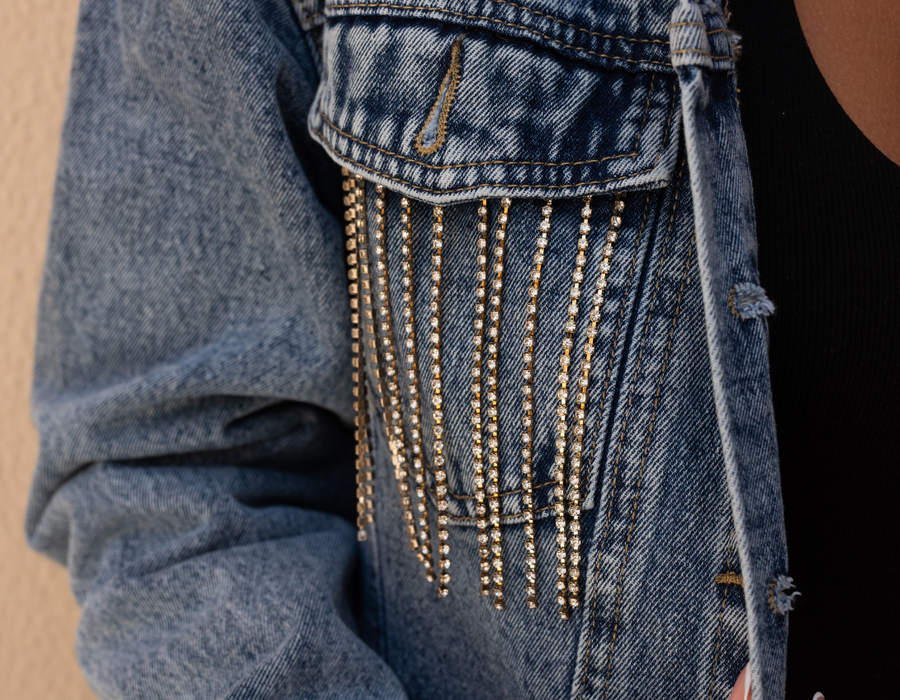Personalised Bridal Diamanté Denim Jacket