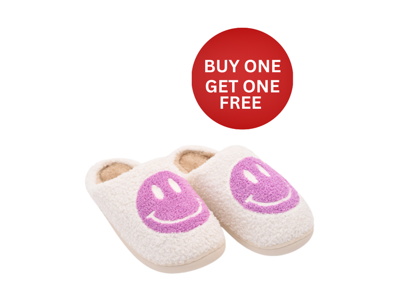 Smiley Slipper - White & Lilac (Personalised)