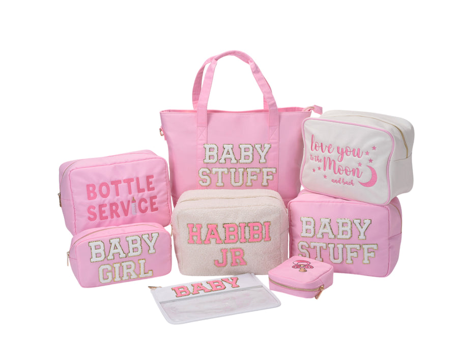 Cream Baby Pink Large Pouch 