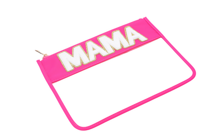 "Mama" Travel Pouch, Neon Pink