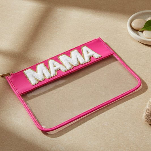 "Mama" Travel Pouch, Neon Pink