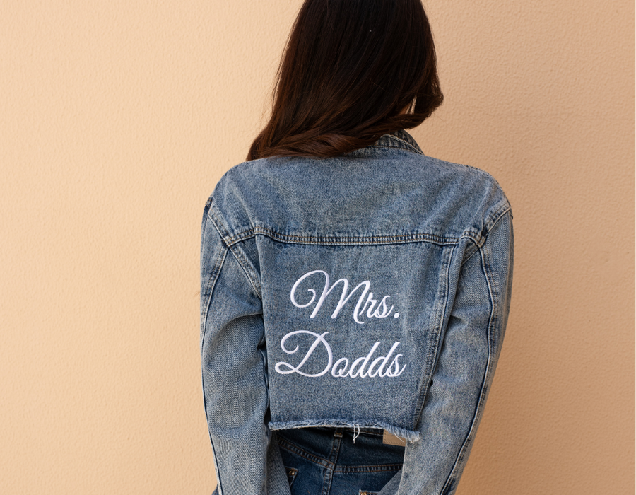 Personalised Bridal Diamanté Denim Jacket