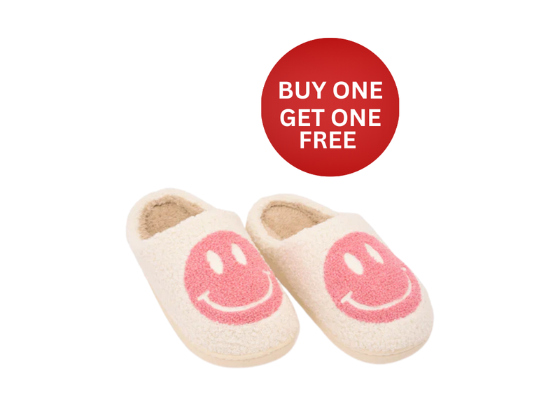 Smiley Slipper - White & Pink (Personalised)