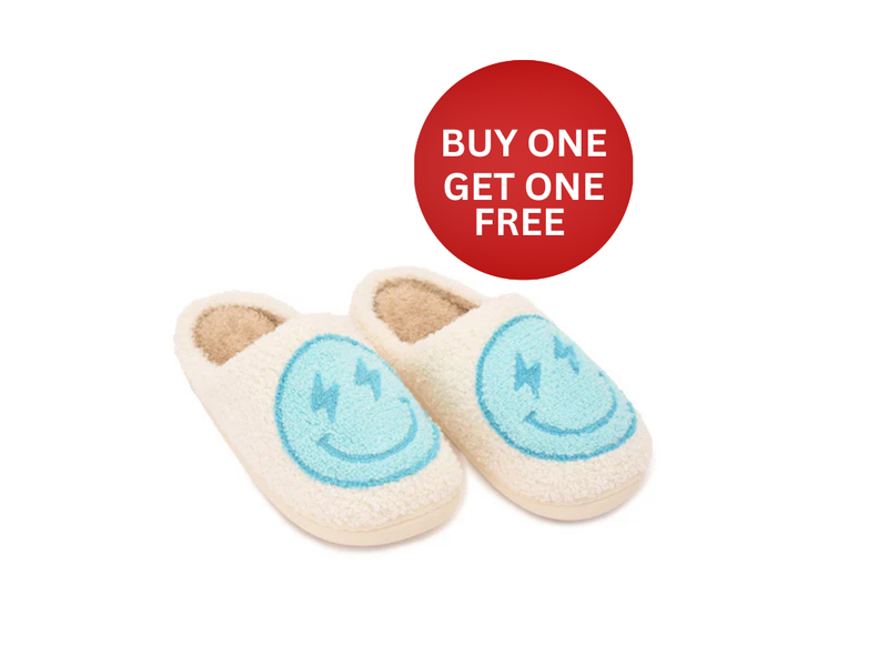 Lightning Smiley Slipper - Turquoise (Personalised)