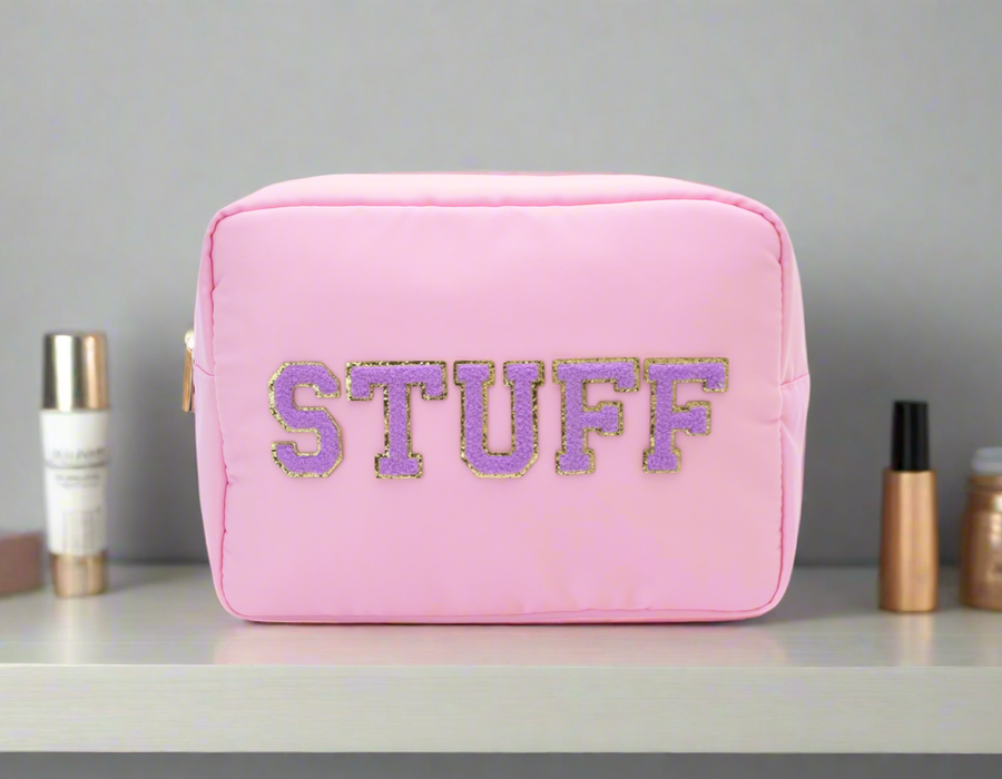 Large Personalised Baby Pink “Stuff” Pouch