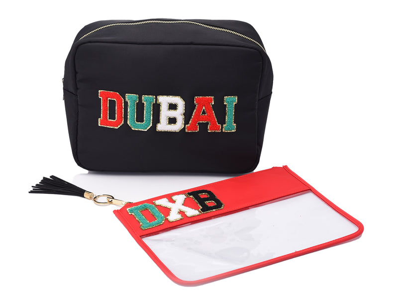 “Black Dubai Travel Set”, Large Pouch & Travel Pouch