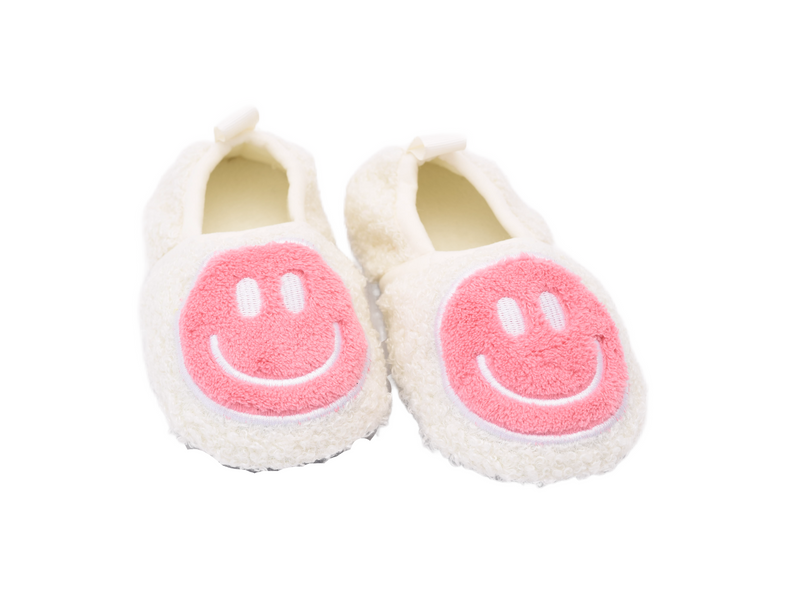 Kids Smiley Slipper - White & Pink