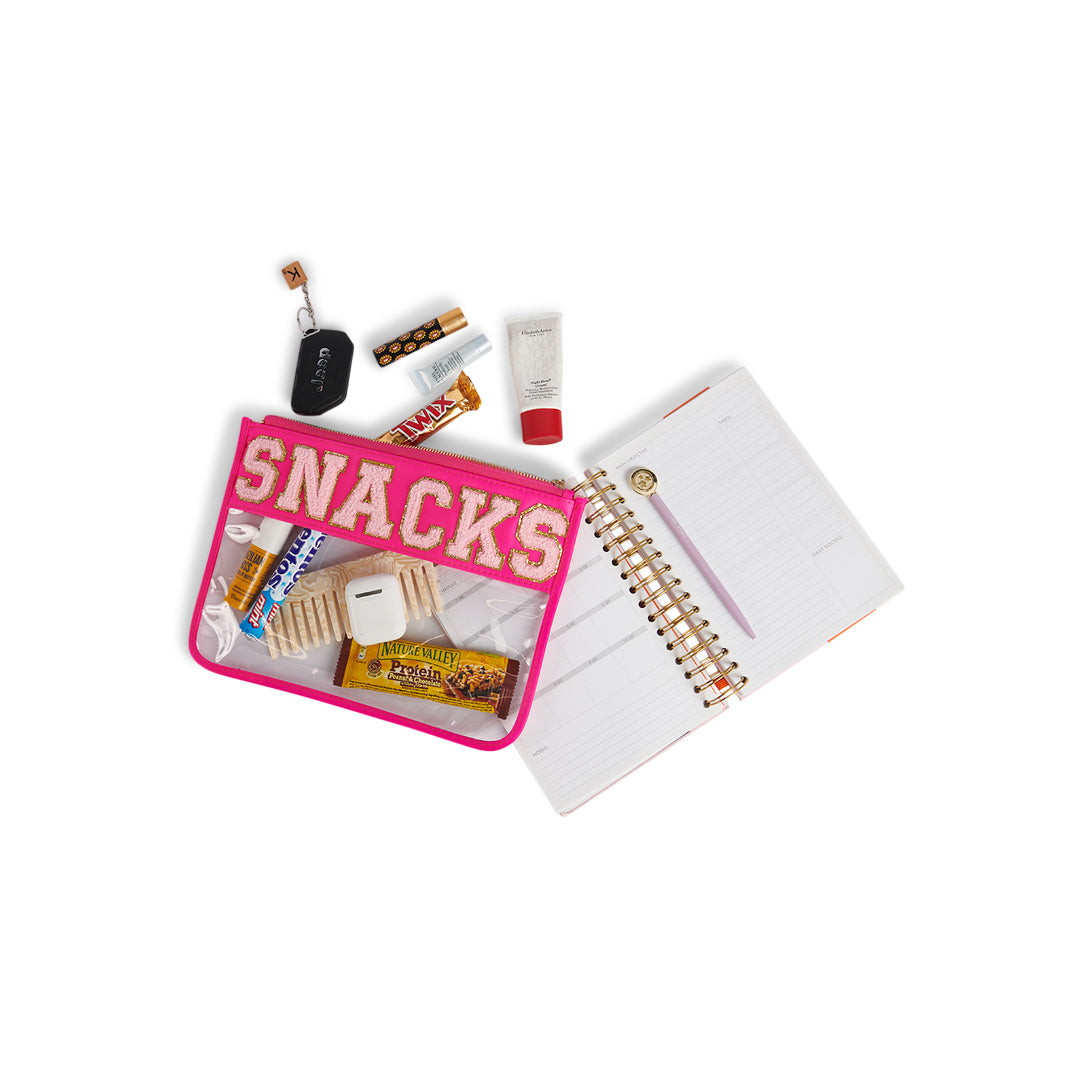 Travel Pouch - Baby Pink "Snacks" - The Happy Tribe