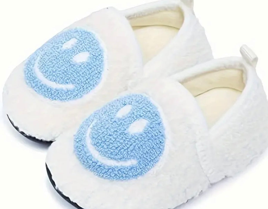 Kids Smiley Slipper - White & Blue