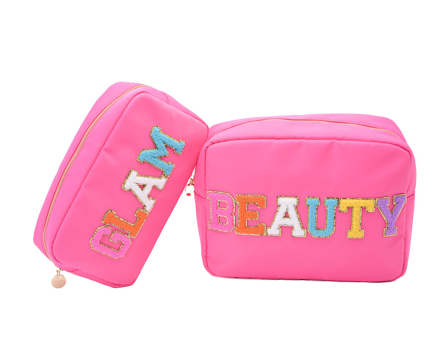 Candy Pink “Glam & Beauty” Bundle, Large & Medium pouch