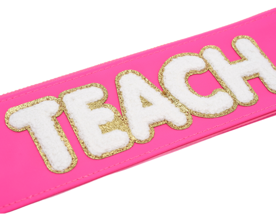 Neon Pink Teacher Pouch - Personalized Classroom Organiser