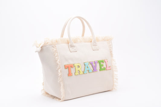 Cream St Bart’s Tote - “Travel” Bag - The Happy Tribe