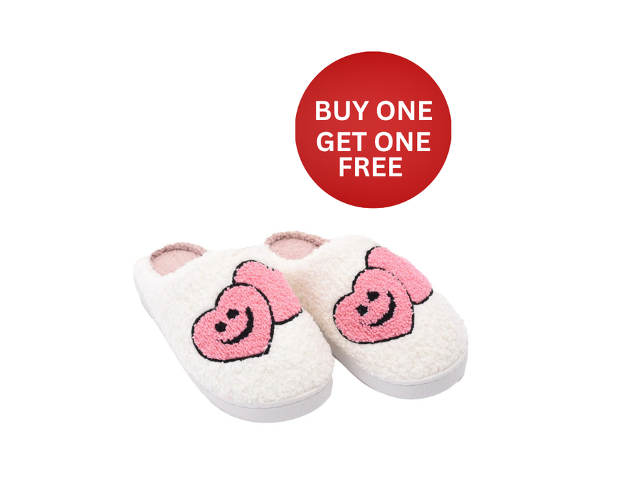 Smiley Slipper - Double Heart, Pink (Personalised)