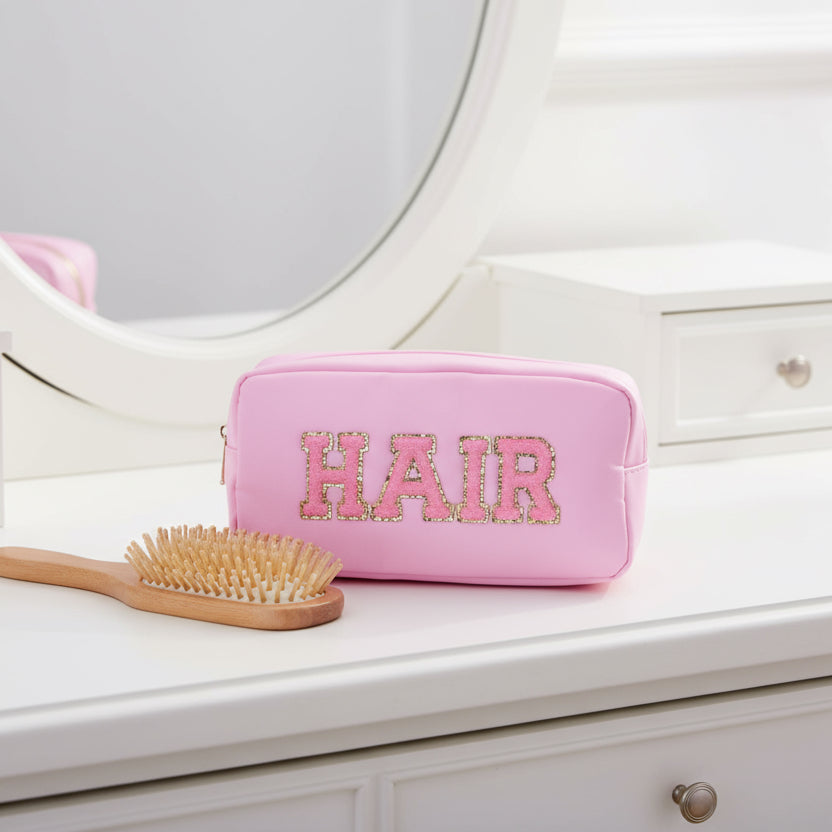 Baby Pink Medium Pouch - "Hair" - The Happy Tribe