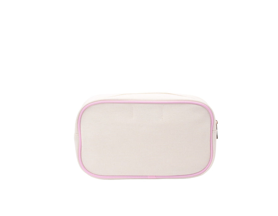 Cream with Baby Pink Trim Medium Pouch - 