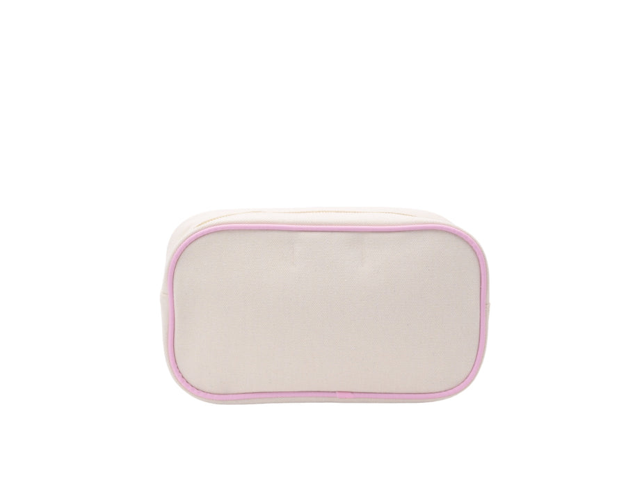 Cream with Baby Pink Trim Medium Pouch - 