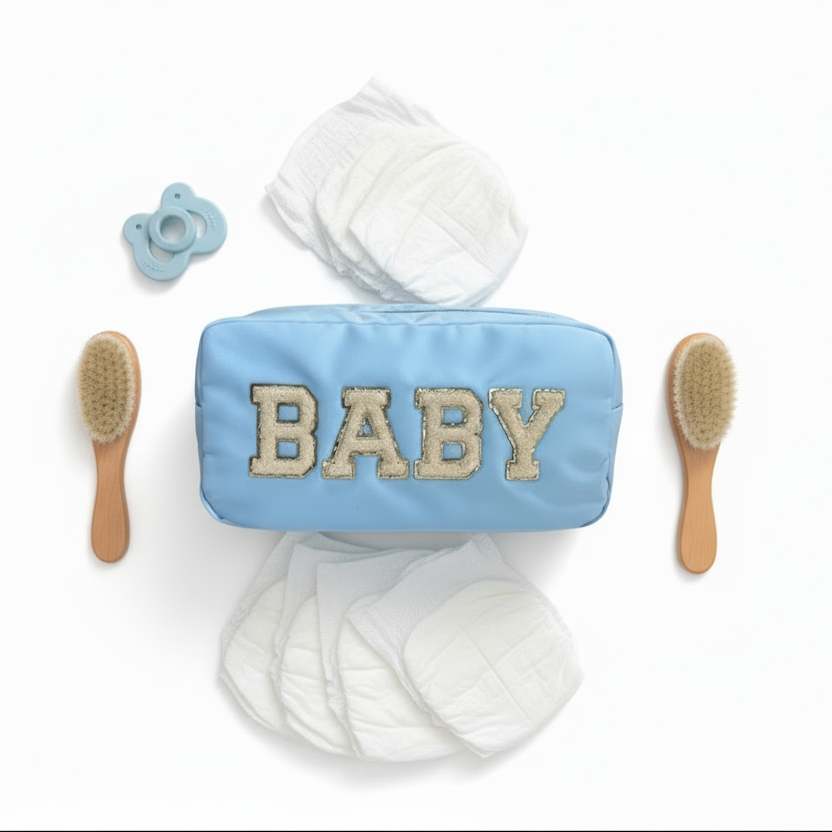 "BABY" Medium Pouch, Baby Blue