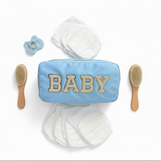 "BABY" Medium Pouch, Baby Blue