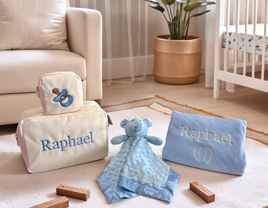 Personalised Baby Gift with Comforter and Dimple Blanket - Limited Edition