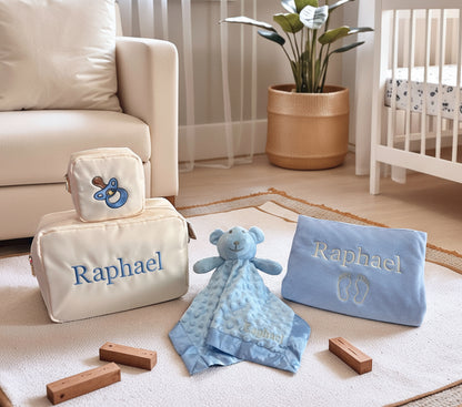 Personalised Baby Gift Set, Baby Blue