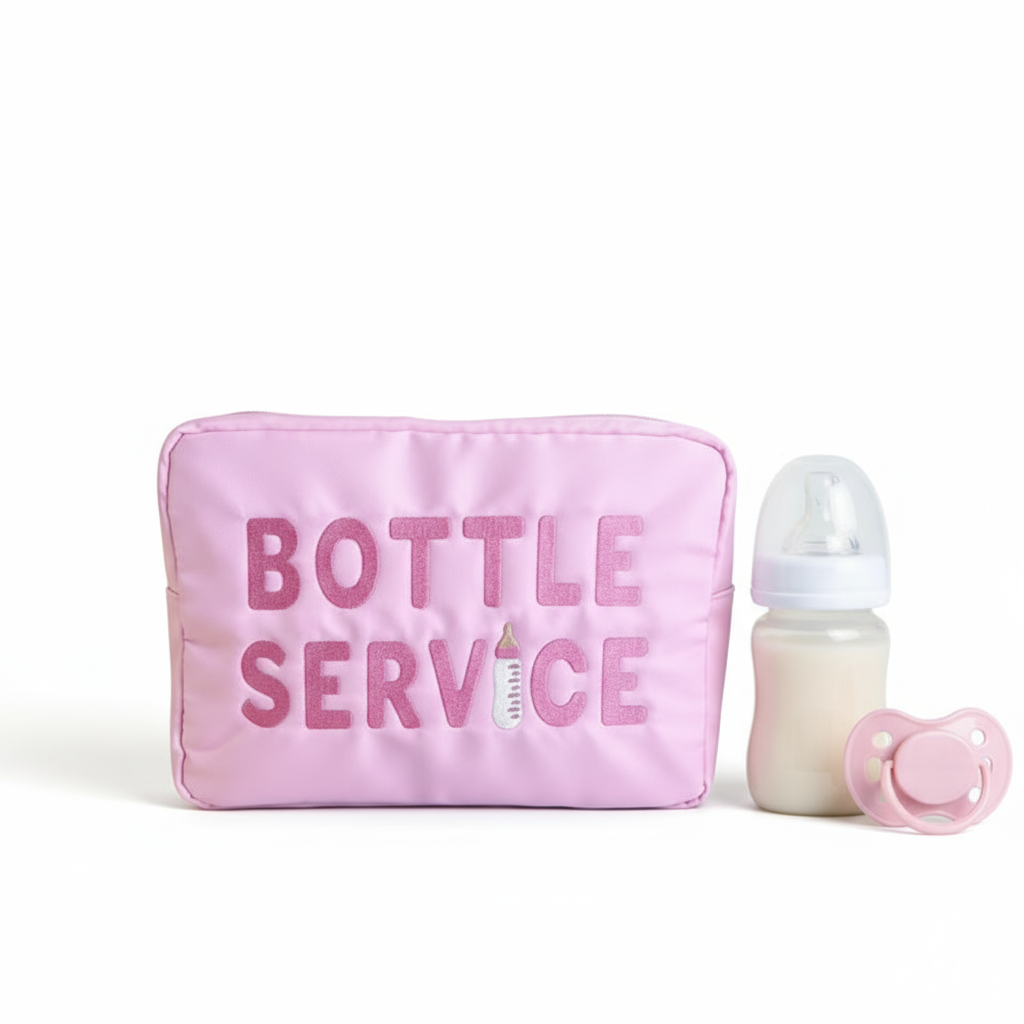 "Bottle Service" Large Pouch, Baby Pink