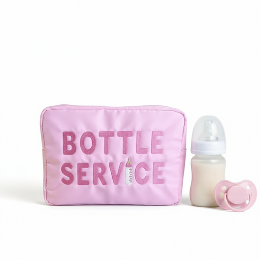"Bottle Service" Large Pouch, Baby Pink