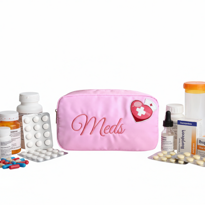 "Meds" Medium Pouch, Baby Pink