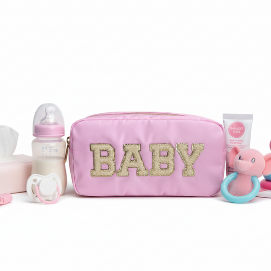 "BABY" Medium Pouch, Baby Pink