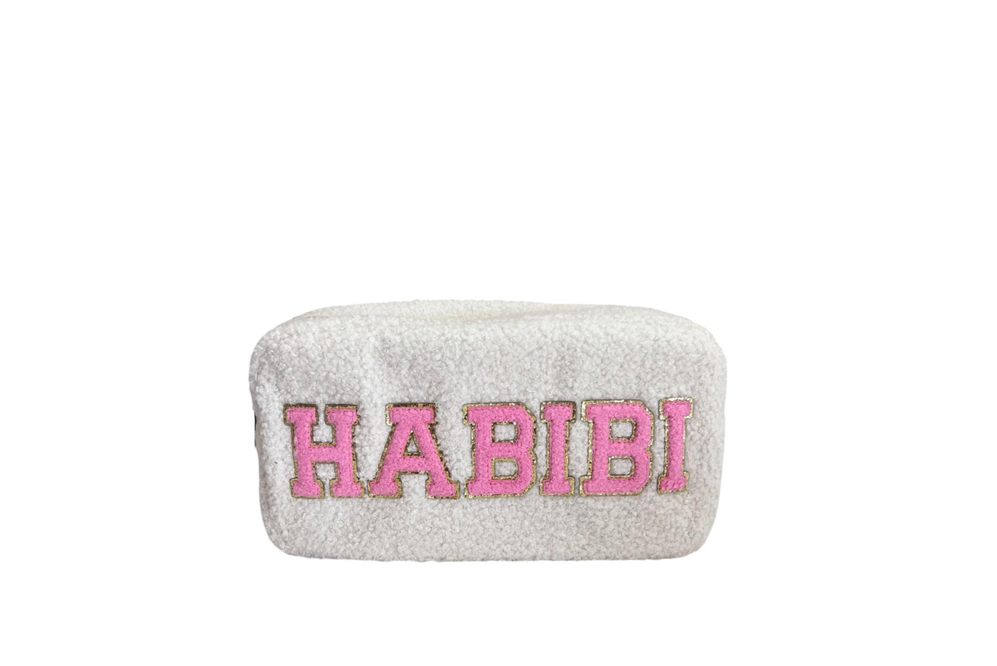Medium Pouch in cream teddy “HABIBI"