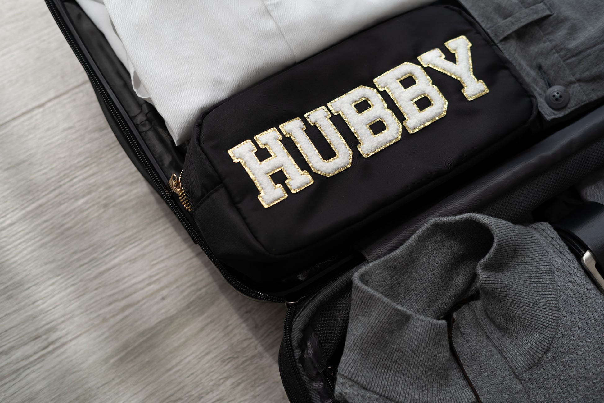 Black Medium Pouch - "Hubby” - The Happy Tribe