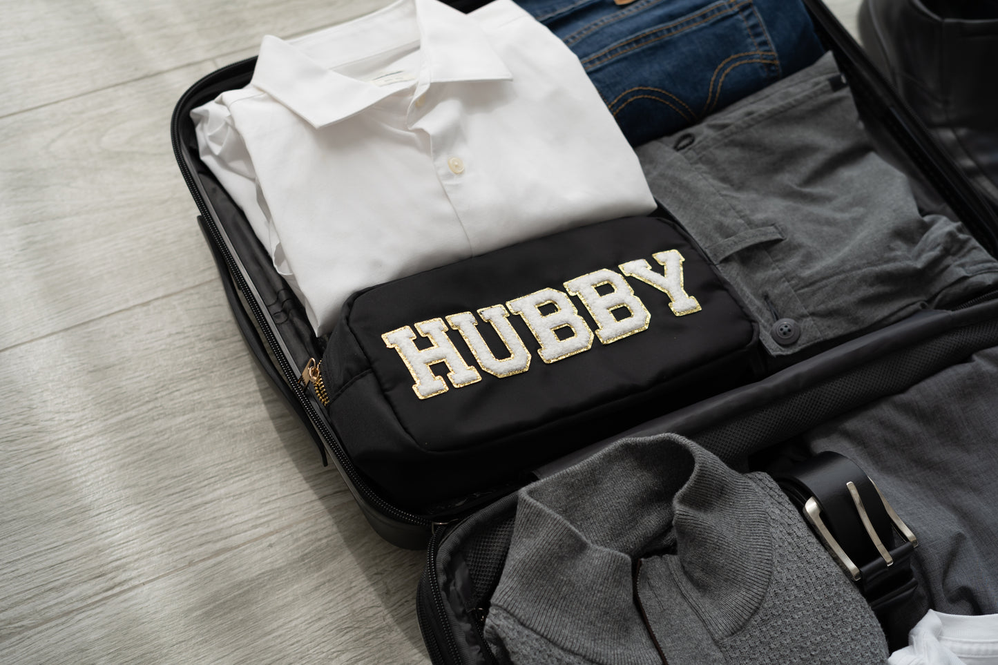 Black Medium Pouch - "Hubby” - The Happy Tribe