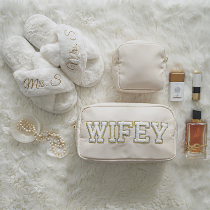 Medium Cream Pouch - "Wifey" - The Happy Tribe