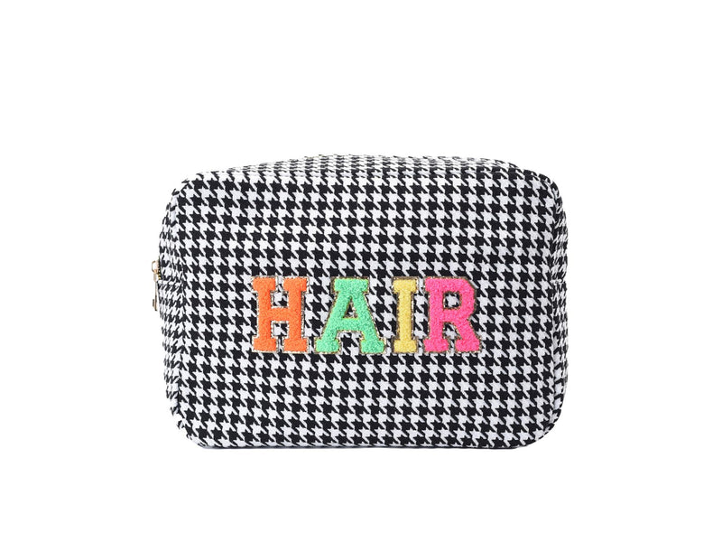 Black Houndstooth Large Pouch 