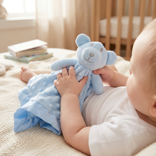 Personalised Little Bear Baby Comforter, Blue