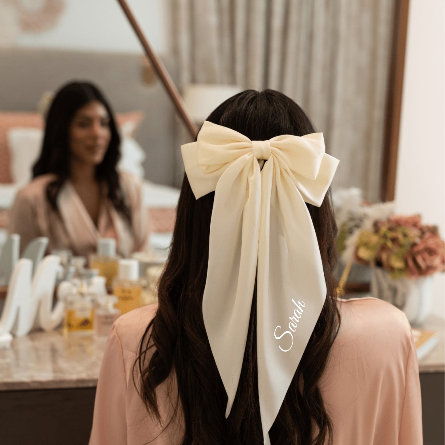 Personalised Bride Bow, Cream