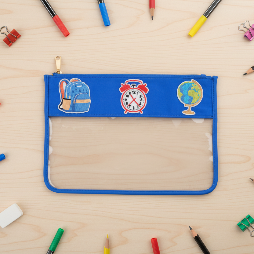 "School" Travel Pouch, Royal Blue