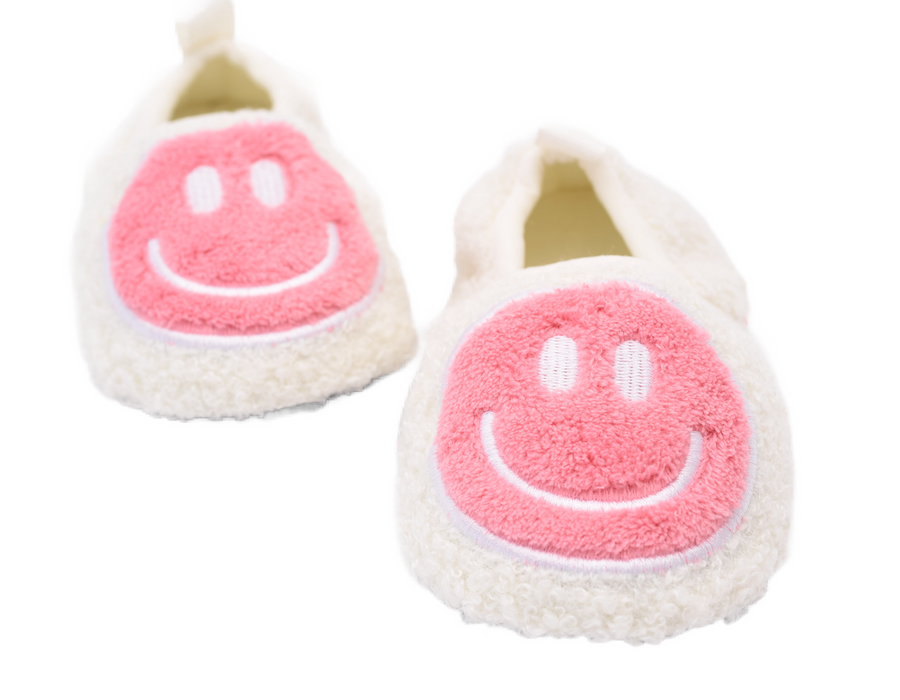 Kids Smiley Slipper - White & Pink