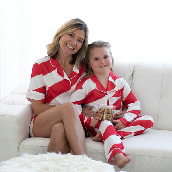 Personalised Children's Candy Cane Satin Pjs