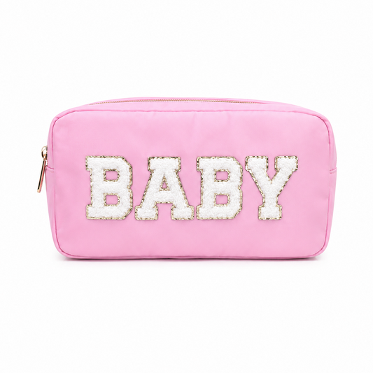 "BABY" Medium Pouch, Baby Pink