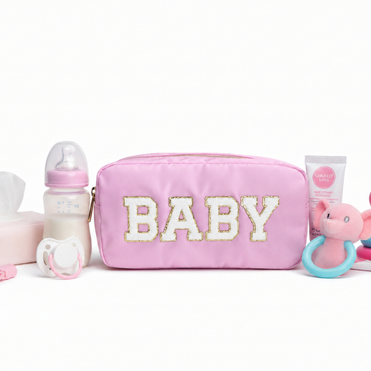 "BABY" Medium Pouch, Baby Pink