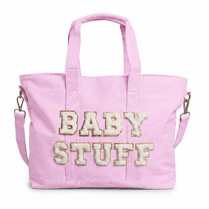 "Baby Stuff" Tote Bag, Baby Pink