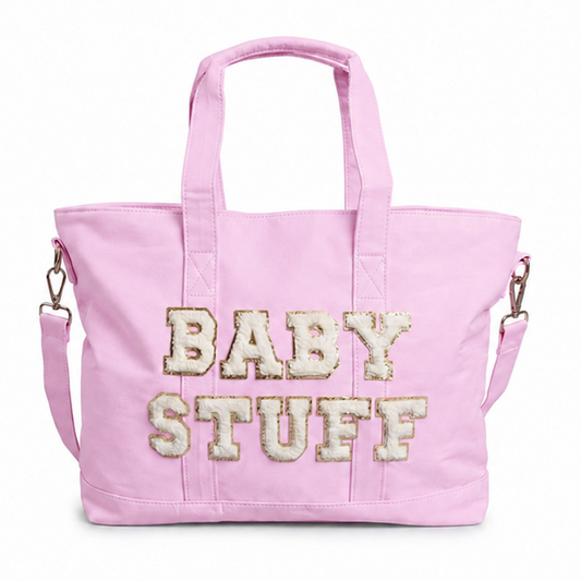 "Baby Stuff" Tote Bag, Baby Pink