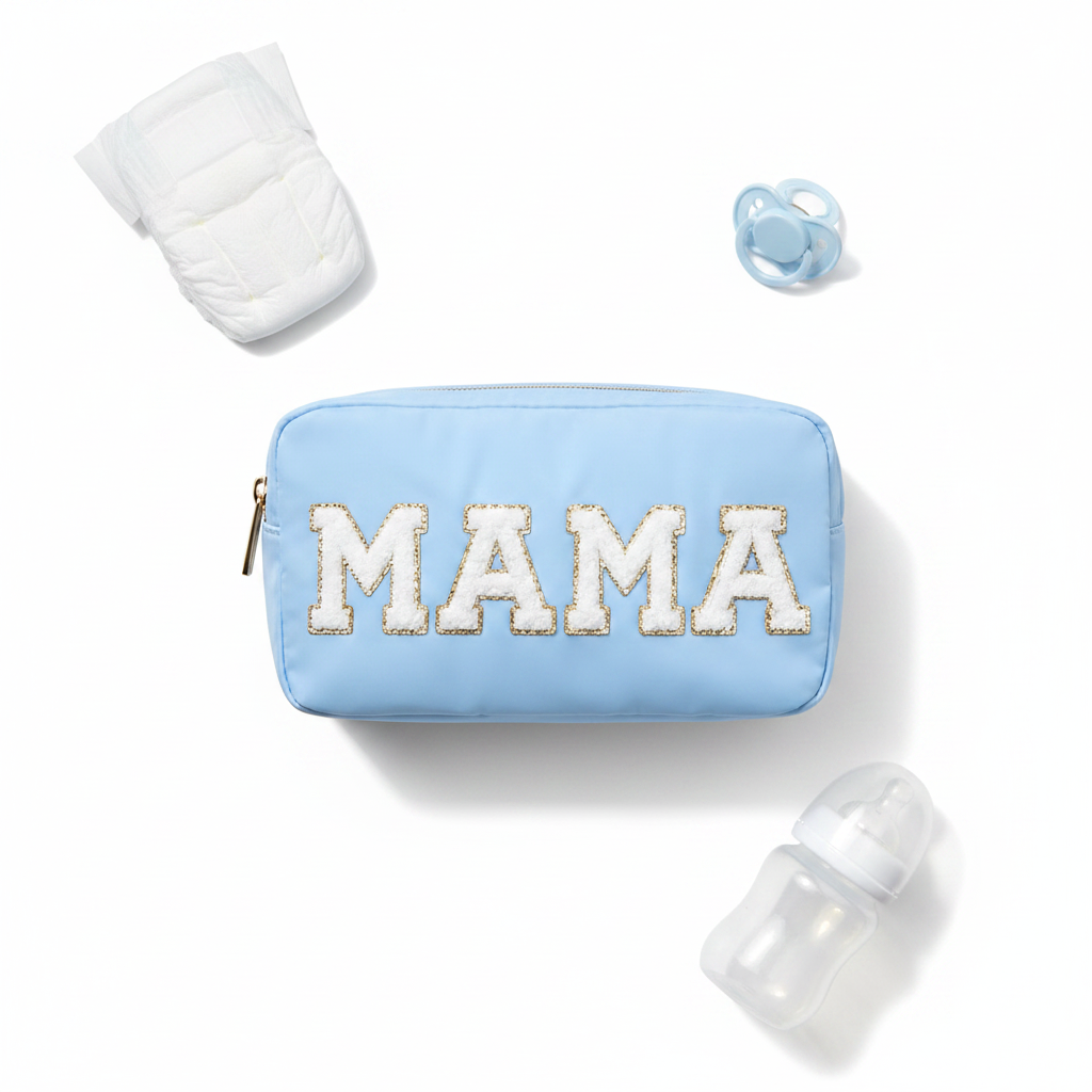 "MAMA" Medium Pouch, Baby Blue
