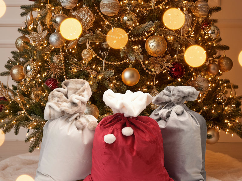 Personalised Velvet Christmas Pom Pom Sacks