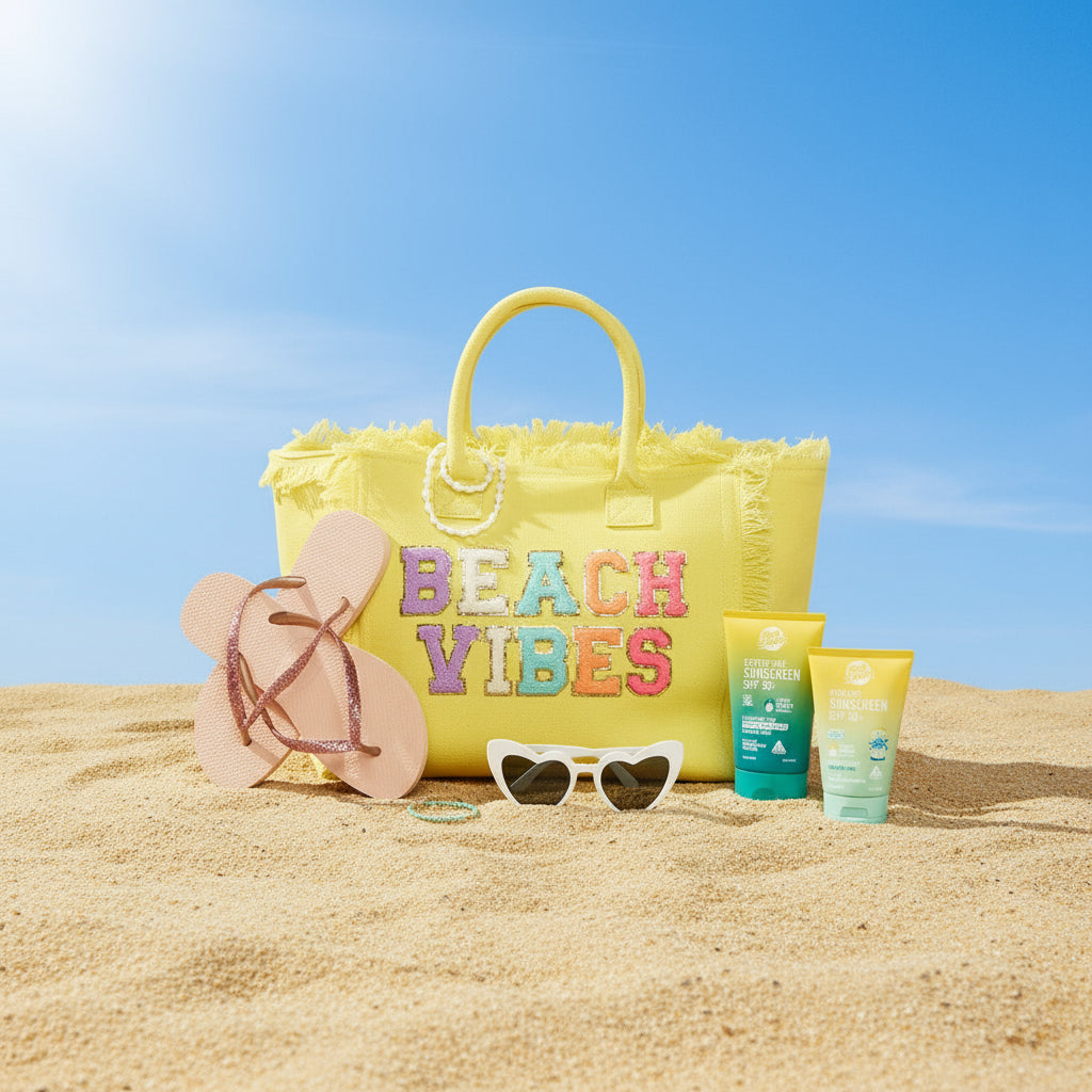 Yellow St Bart’s Tote - “Beach Vibes” Bag - The Happy Tribe