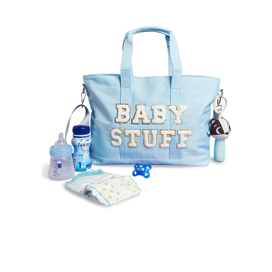 "Baby Stuff" Tote Bag, Baby Blue