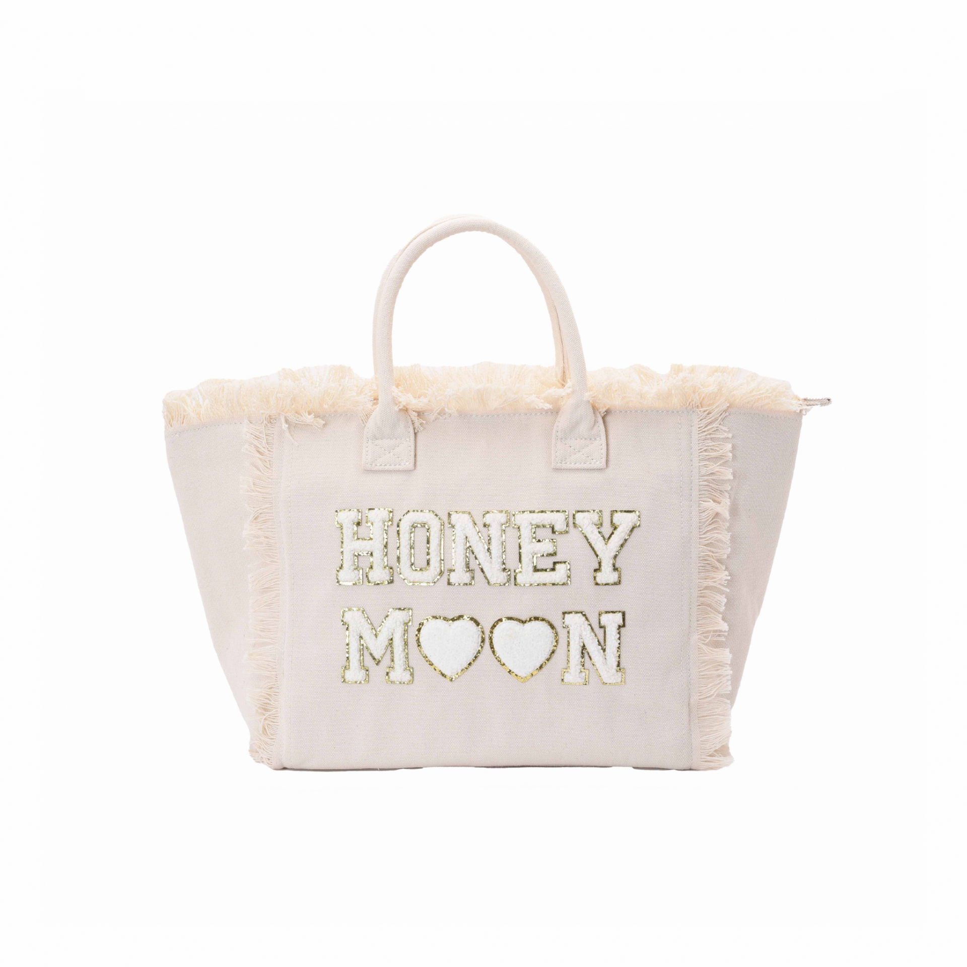 Cream St Bart’s Tote Bag – “Honeymoon” Edition, Chic Bridal Travel Tote - The Happy Tribe